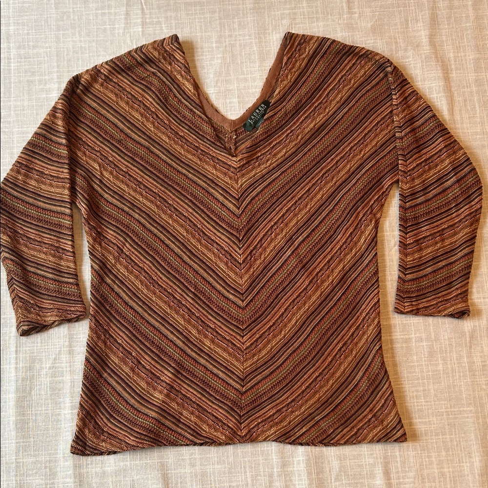 Ralph Lauren Linen and Silk V-Neck Sweater